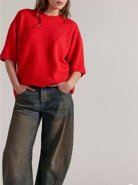 Free People Cherry Margot soft spun Sweater Tee